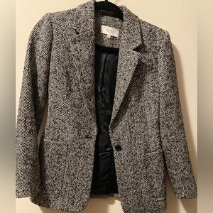 Reiss Black and White Patterned Blazer Houndstooth
